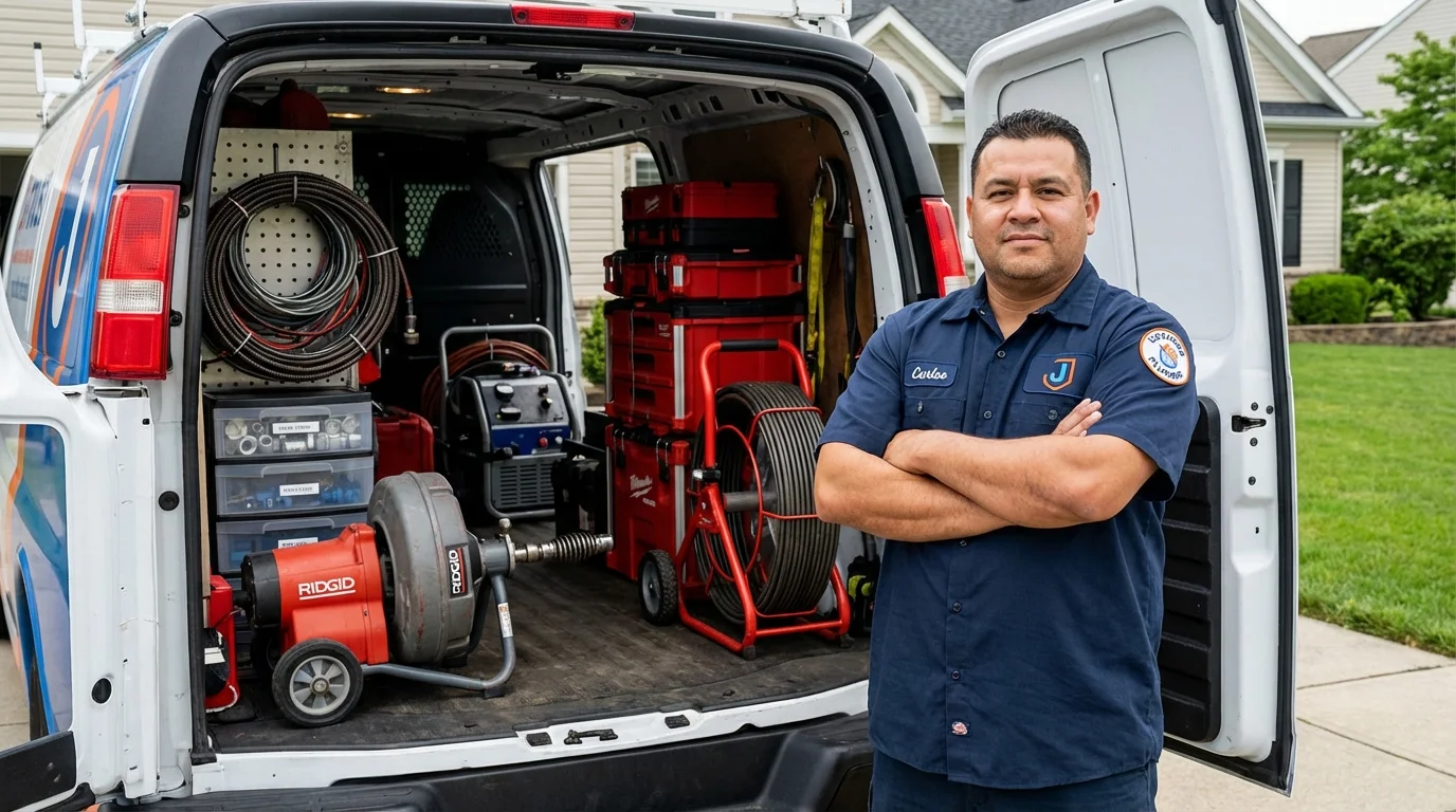 Professional drain cleaning equipment and Johns Plumbing LLC plumber in Los Indios