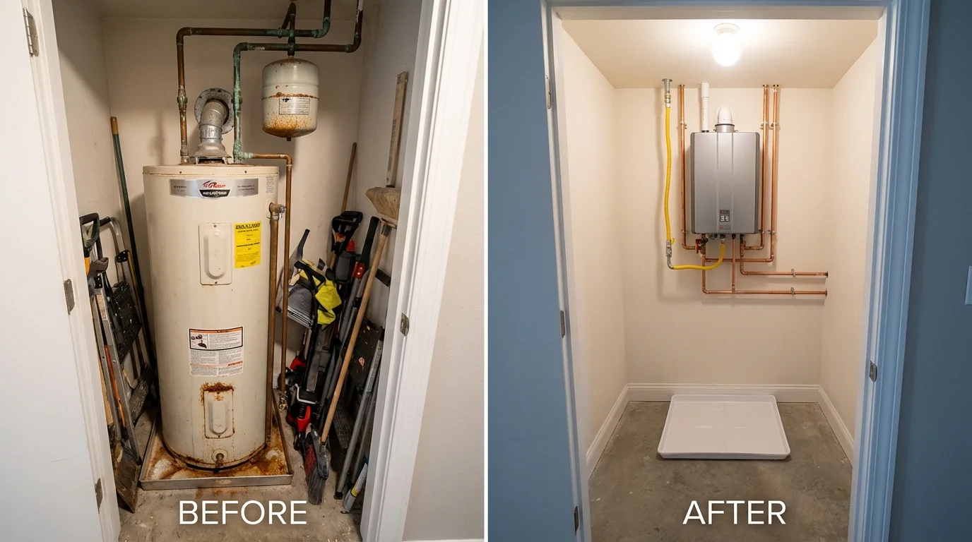 Tank water heater versus wall-mounted tankless unit comparison for Los Indios, TX homeowners